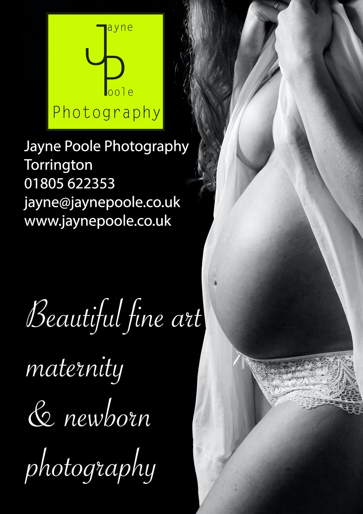 Newborn photography flyer by Jayne Poole based in North Devon near Barnstaple, Bideford, Braunton, Ilfracombe, Northam, Bude, Holsworthy, Okehampton, Crediton and Exeter, located in the town of Great Torrington